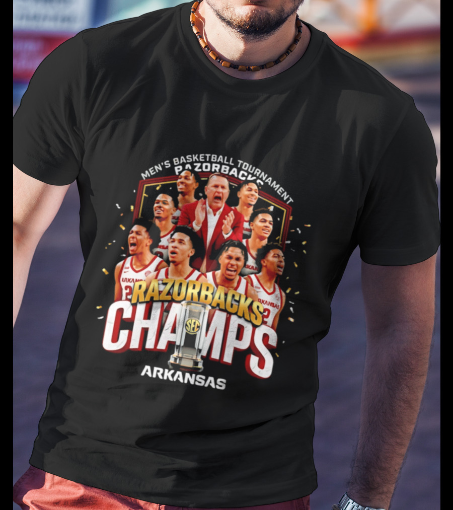 Arkansas Razorbacks Men's Basketball Tournament Champs Razorbacks Champs 2026 T-Shirt