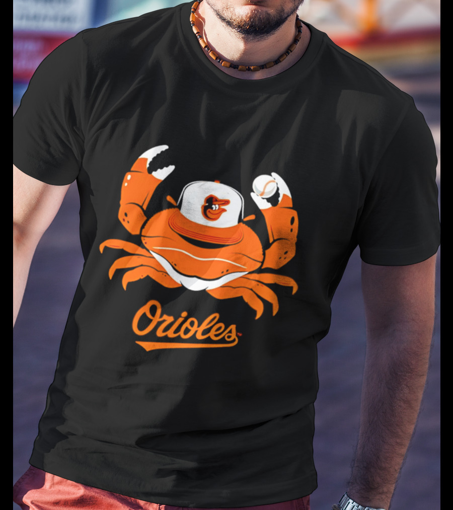 Baltimore Orioles Crab Mascot With Baseball Cap T-Shirt