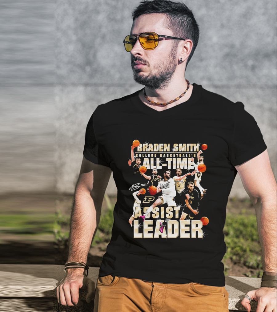 Braden Smith College Basketball's All Time Assist Leader Purdue Boilermakers T-Shirt