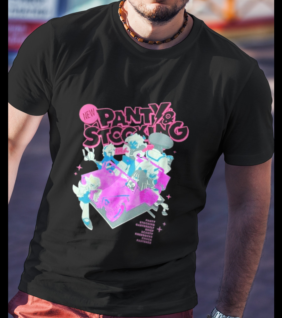 New Panty & Stocking With Garterbelt Anime Characters Colorful Car Scene T-Shirt