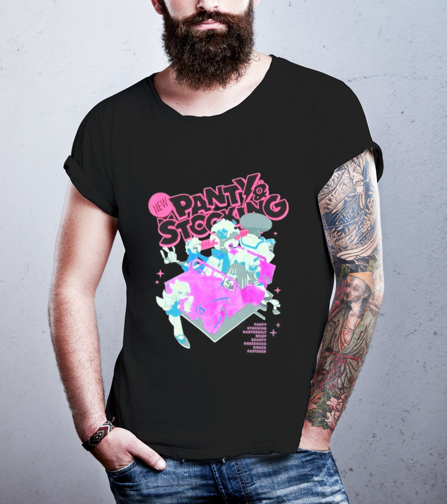New Panty & Stocking With Garterbelt Anime Characters Colorful Car Scene T-Shirt