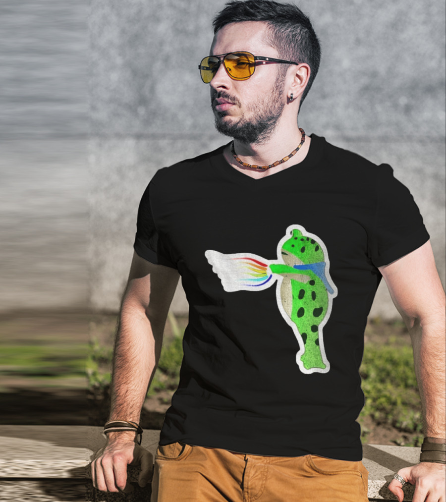 Portland Frog Holding Rainbow Flag LGBT Pride Anti Maga Protest T-Shirt