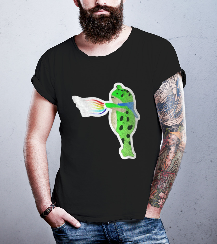 Portland Frog Holding Rainbow Flag LGBT Pride Anti Maga Protest T-Shirt