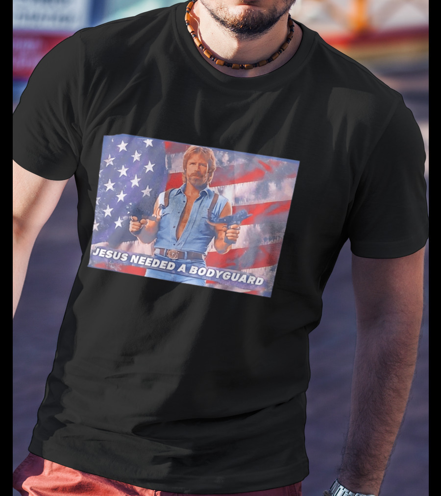 Jesus Needed A Bodyguard Chuck Norris USA Flag T-Shirt