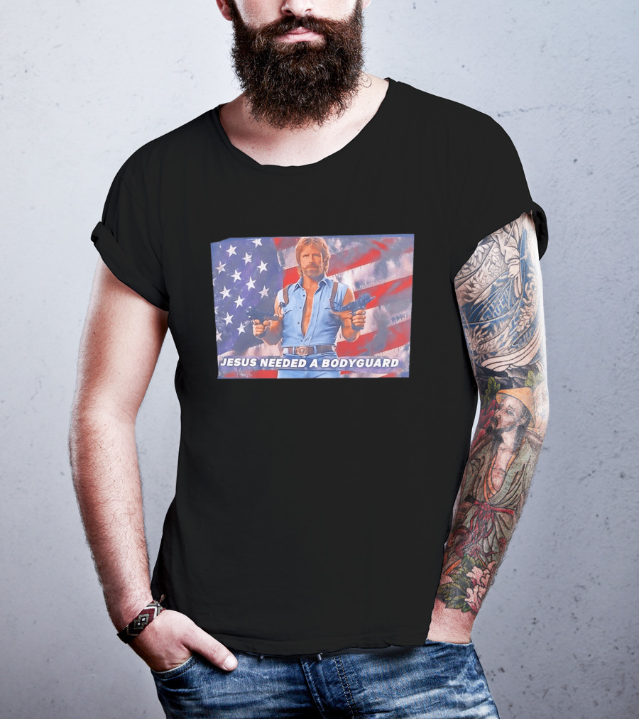 Jesus Needed A Bodyguard Chuck Norris USA Flag T-Shirt