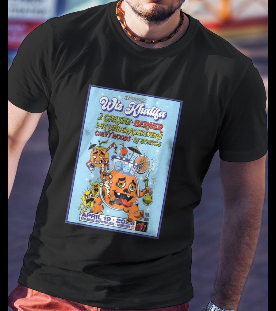Wiz Khalifa 2 Chainz Berner The Underachievers Chevy Woods DJ Bonics Red Rocks Amphitheatre April 19 2026 Morrison CO 420ontherocks T-Shirt