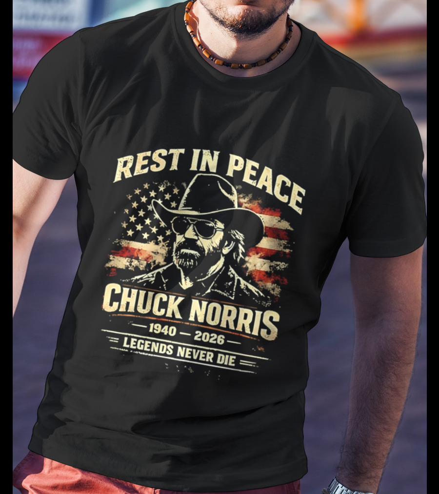 Rest In Peace Chuck Norris 1940 2026 Legends Never Die USA Flag T-Shirt
