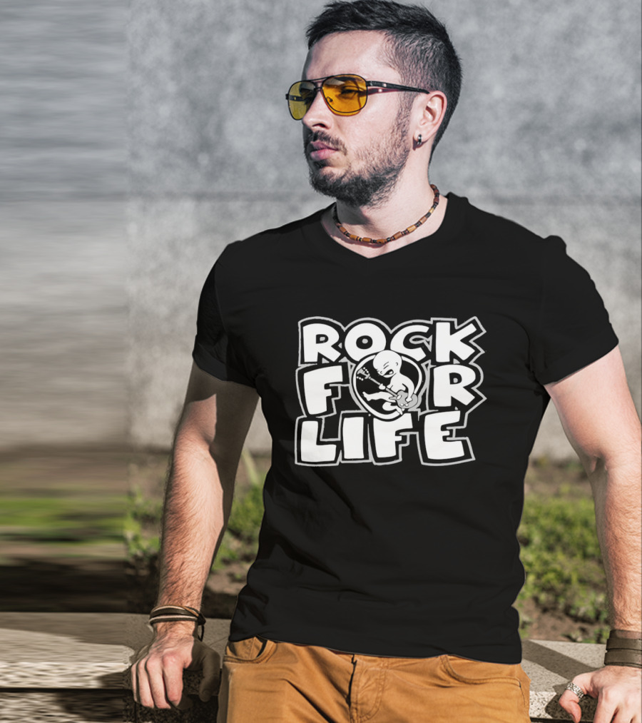 Rock For Life Skeleton Guitarist T-Shirt