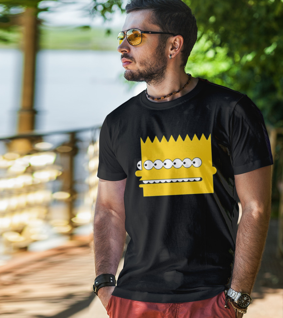 Simps Multi Mult Bart Yellow Silhouette Cartoon Eyes T-Shirt