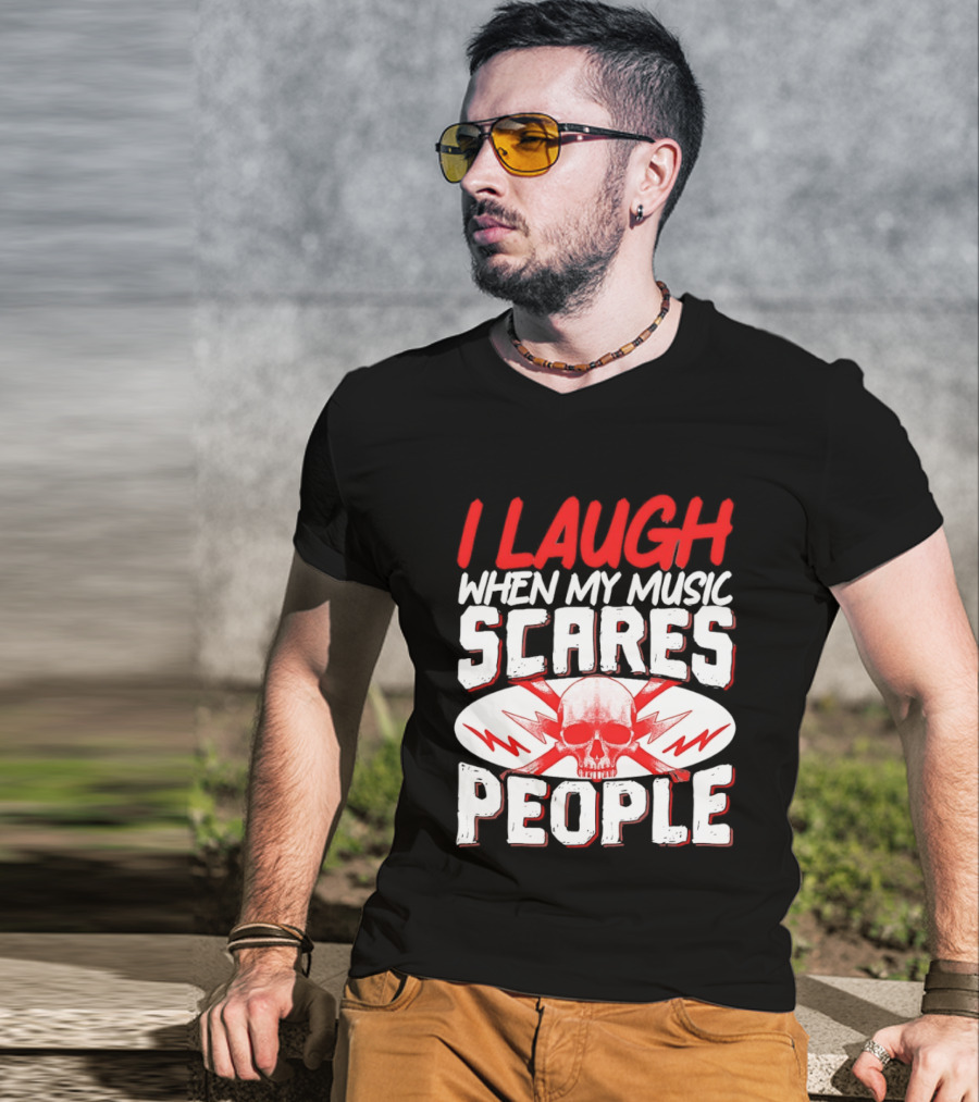 I Laugh When My Music Scares People Skull Lightning T-Shirt