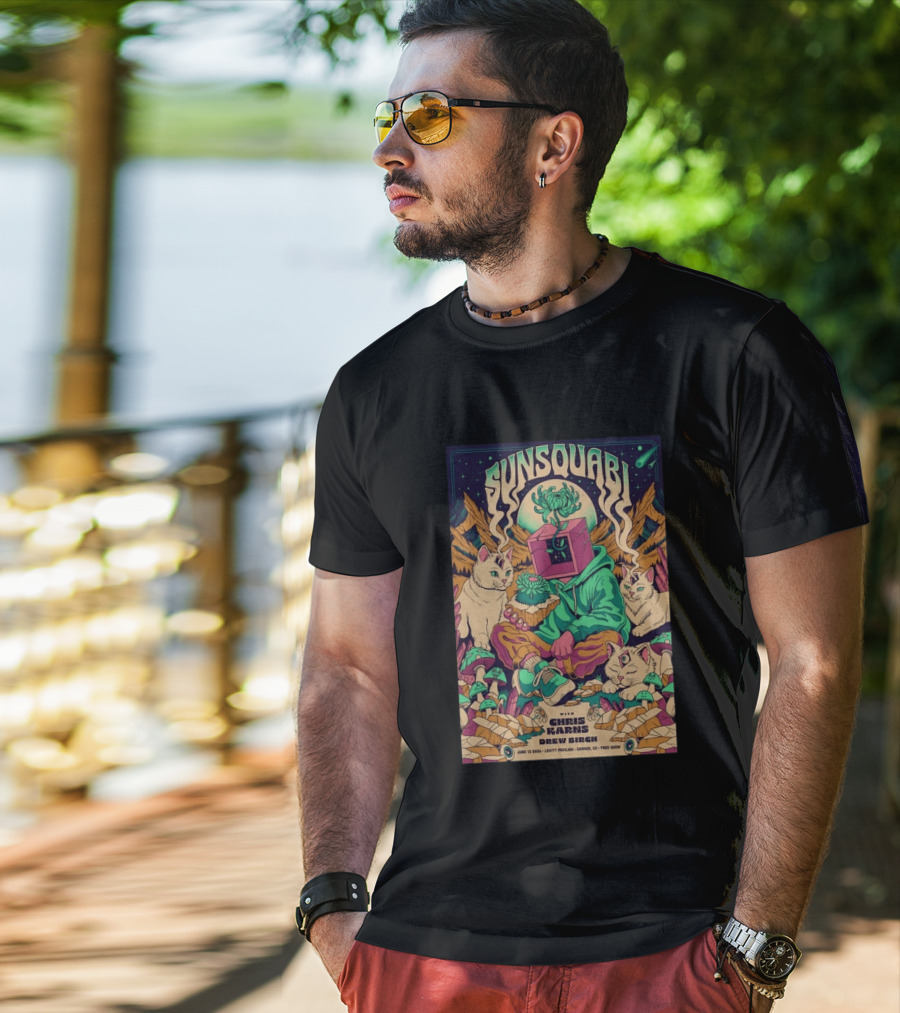 Sunsquabi Levitt Pavilion Denver Show June 13 2026 Free With Chris Karns Drew Birch T-Shirt