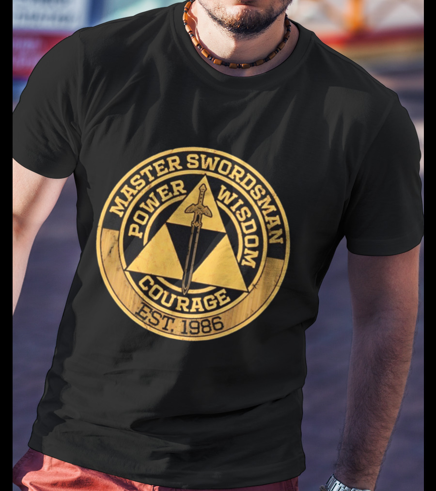 Master Swordsman Power Wisdom Courage Triforce Emblem Est 1986 Legends T-Shirt