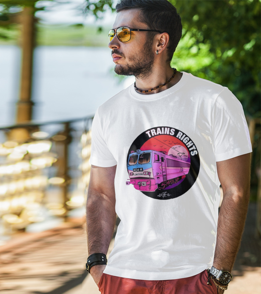 4D4M Something Trains Rights Sunset Train T-Shirt