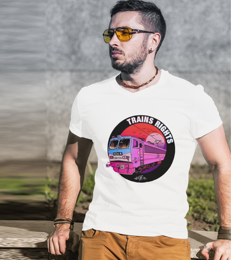 4D4M Something Trains Rights Sunset Train T-Shirt