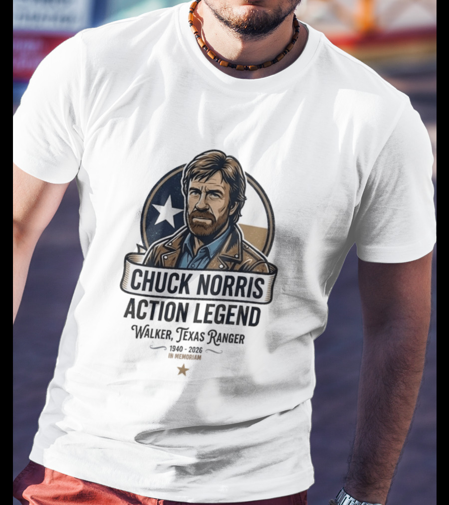 Chuck Norris Action Legend Walker Texas Ranger 1940 2026 In Memoriam Star T-Shirt