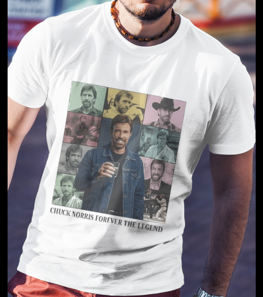 Chuck Norris Forever The Legend Iconic Moments Collage T-Shirt