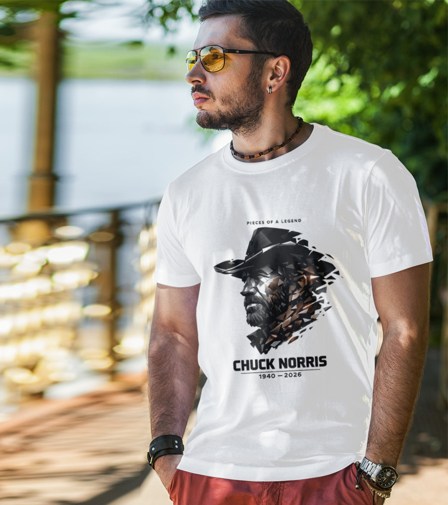 Chuck Norris Pieces Of A Legend 1940 2026 Cowboy Hat Triangular Fragmentation T-Shirt