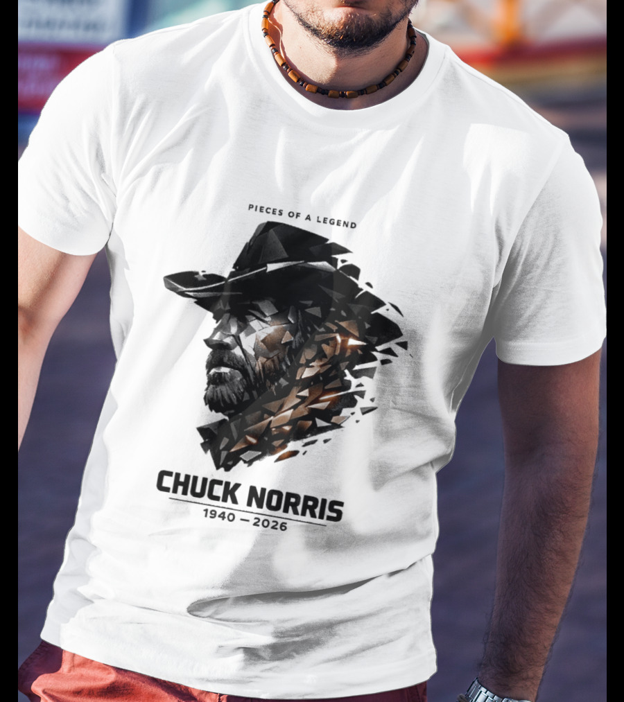 Chuck Norris Pieces Of A Legend 1940 2026 Cowboy Hat Triangular Fragmentation T-Shirt