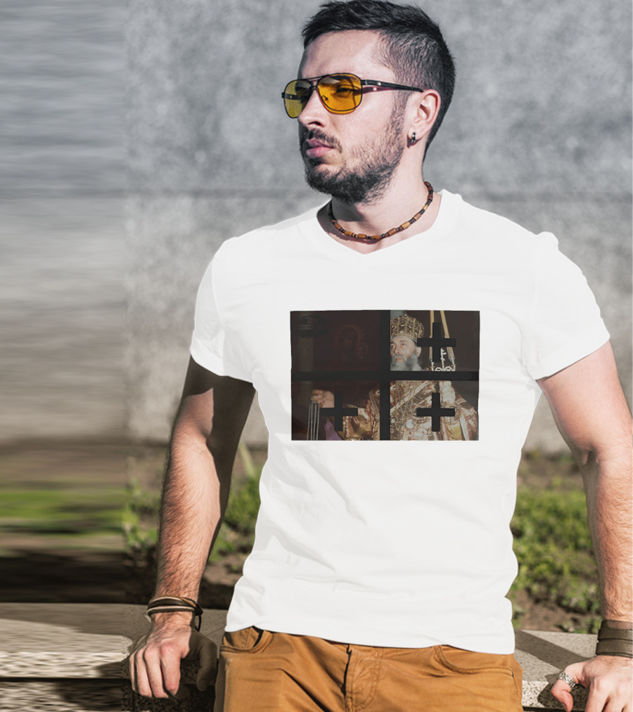 Georgian Orthodox Priest With Traditional Liturgical Garb And Crosses T-Shirt