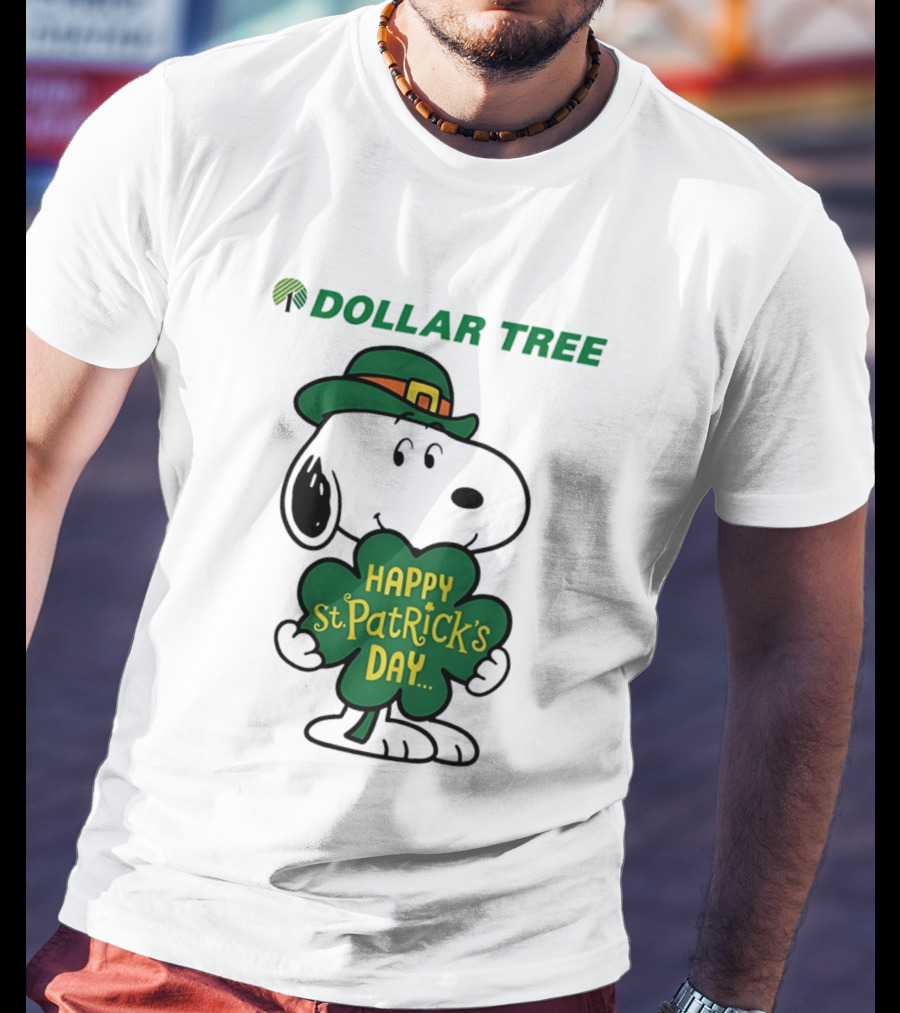 Dollar Tree Snoopy Happy St. Patrick's Day 2026 Clover Hat T-Shirt