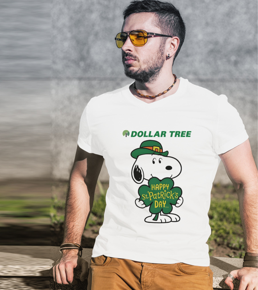 Dollar Tree Snoopy Happy St. Patrick's Day 2026 Clover Hat T-Shirt