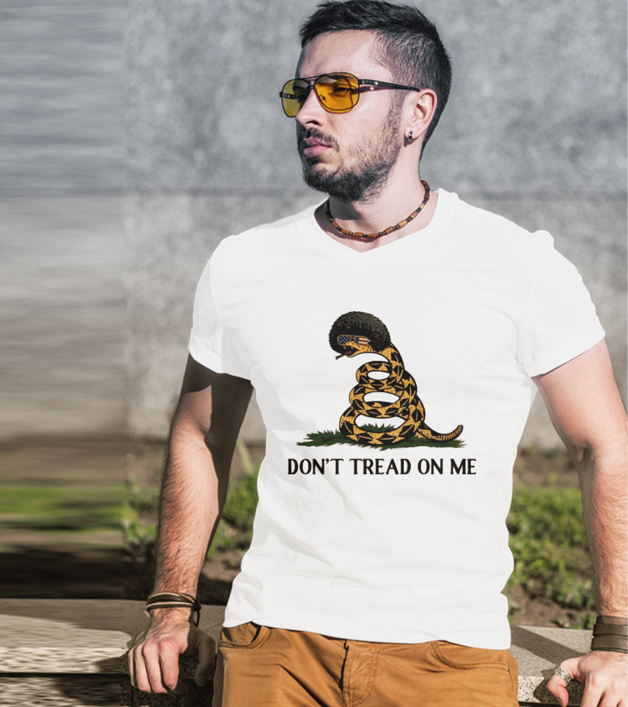 Don't Tread On Me American Flag Afro Snake T-Shirt