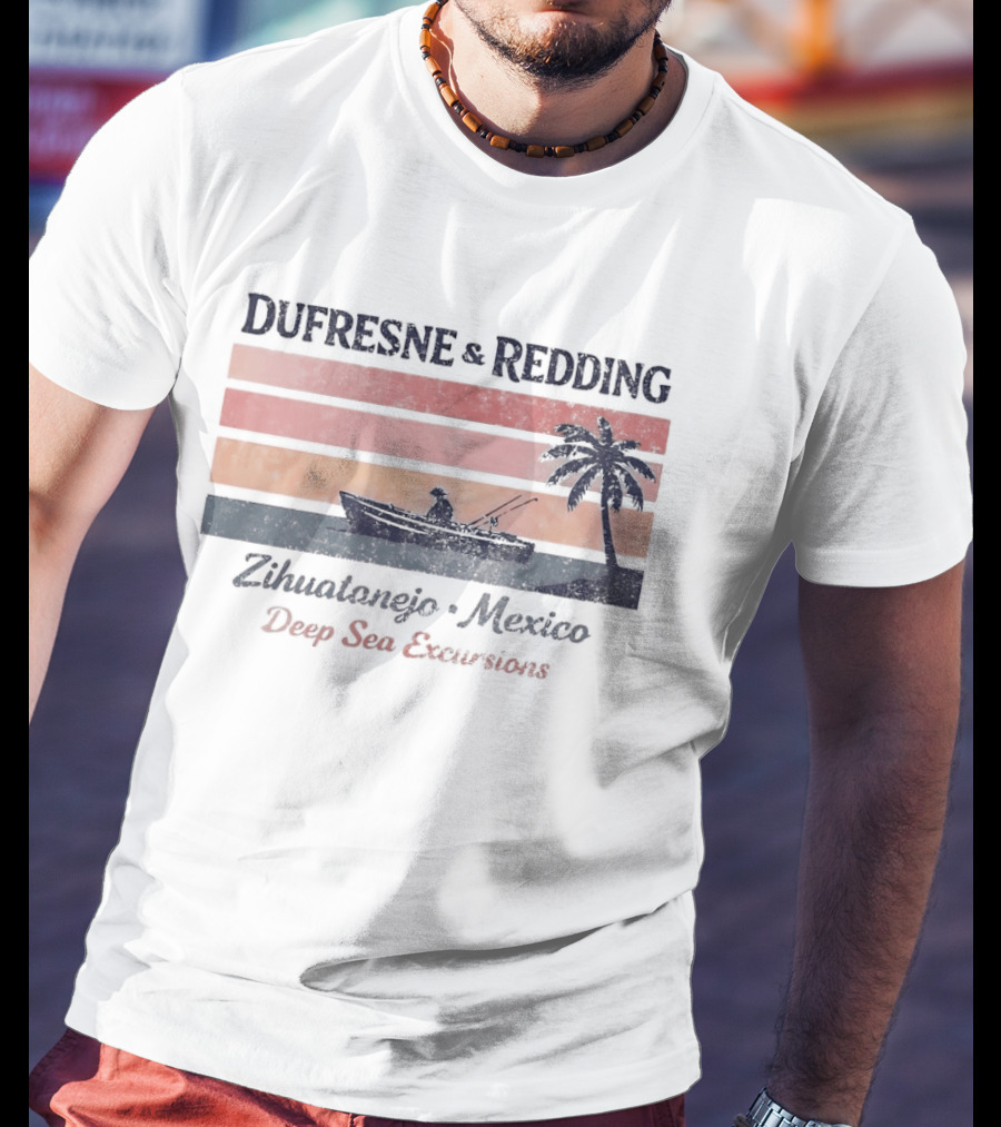 Dufresne And Redding Zihuatanejo Mexico Deep Sea Fishing Adventure Retro Palm Sunset T-Shirt