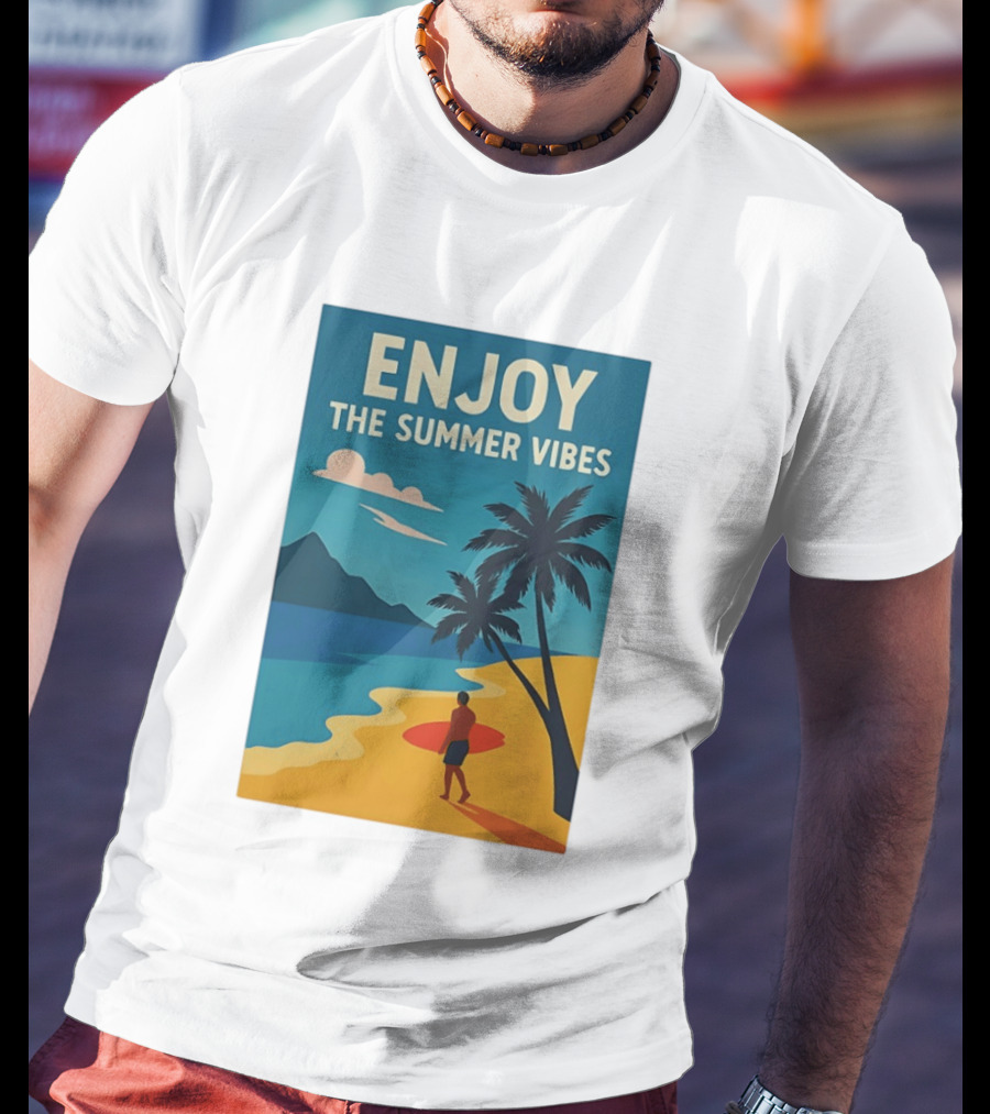 Enjoy The Summer Vibes Ocean Beach Sunset Scene T-Shirt