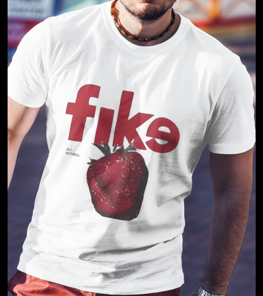 Fike All Natural Strawberry Red Bold Fresh Fruit T-Shirt