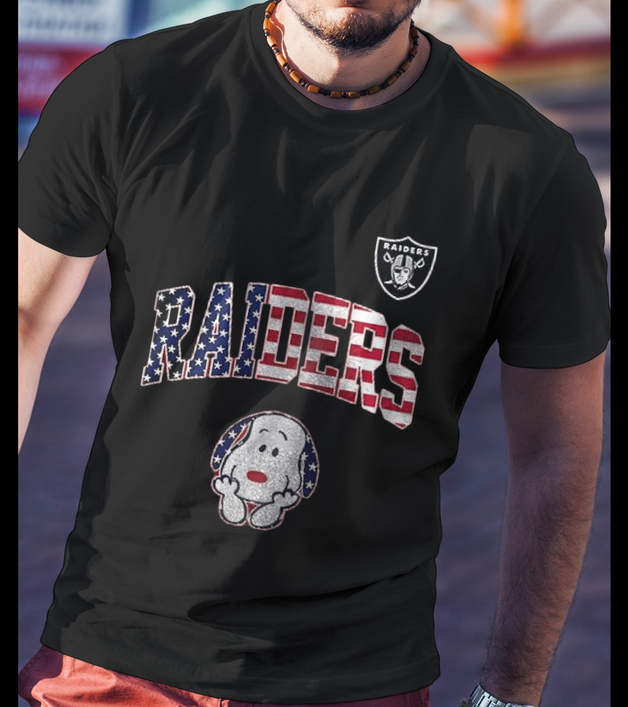 Las Vegas Raiders Peanuts Snoopy USA America 250th Anniversary T-Shirt
