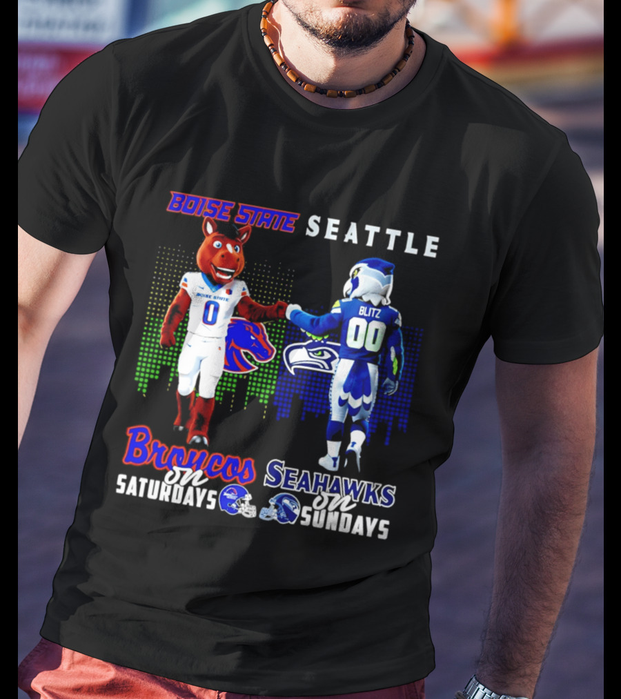 Boise State Broncos Saturdays Seattle Seahawks Sundays Skyline T-Shirt