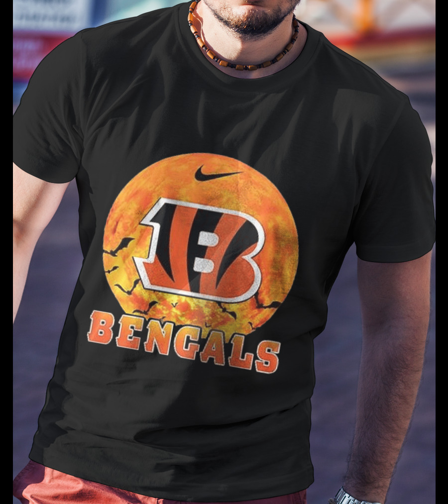 Cincinnati Bengals Halloween Nike Bats Pumpkin T-Shirt