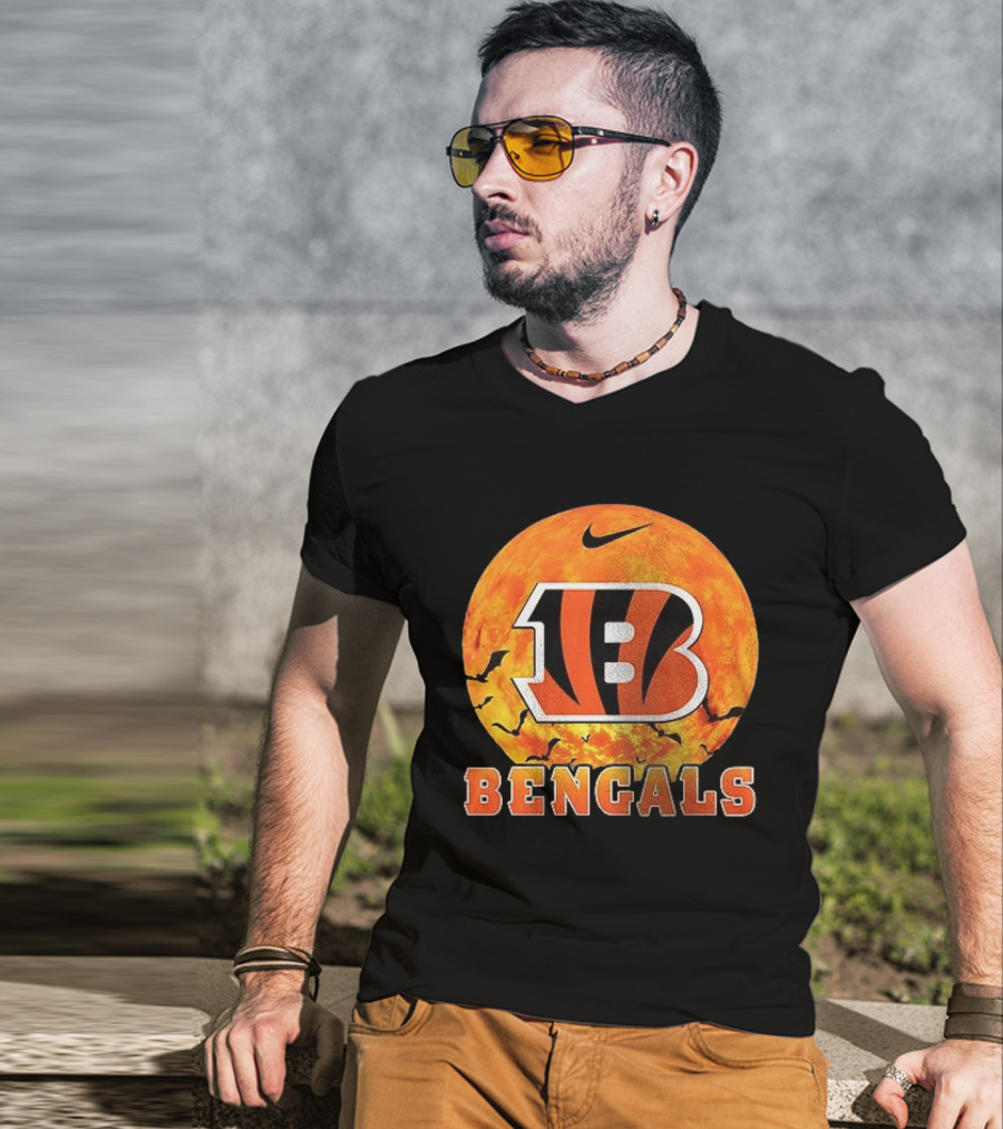 Cincinnati Bengals Halloween Nike Bats Pumpkin T-Shirt