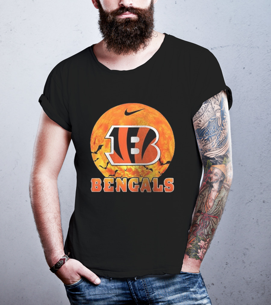 Cincinnati Bengals Halloween Nike Bats Pumpkin T-Shirt