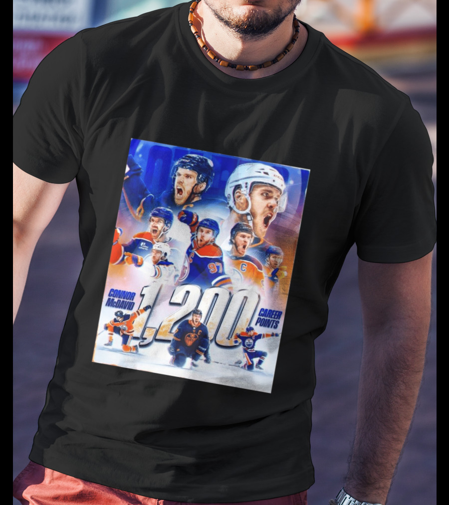 Connor McDavid 1200 Career Points NHL Record T-Shirt