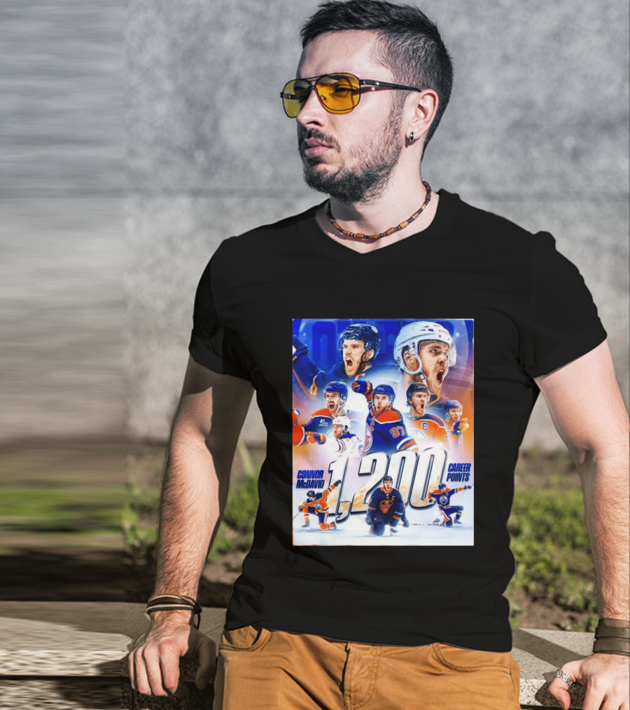 Connor McDavid 1200 Career Points NHL Record T-Shirt