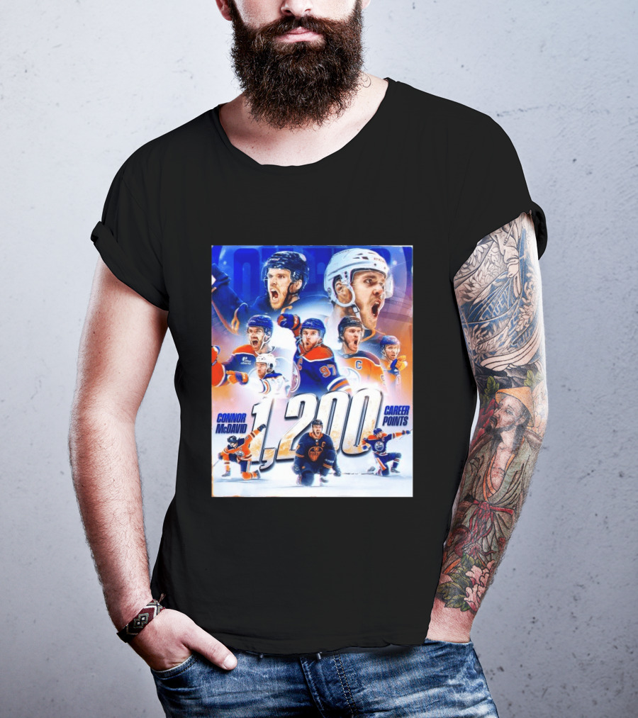 Connor McDavid 1200 Career Points NHL Record T-Shirt