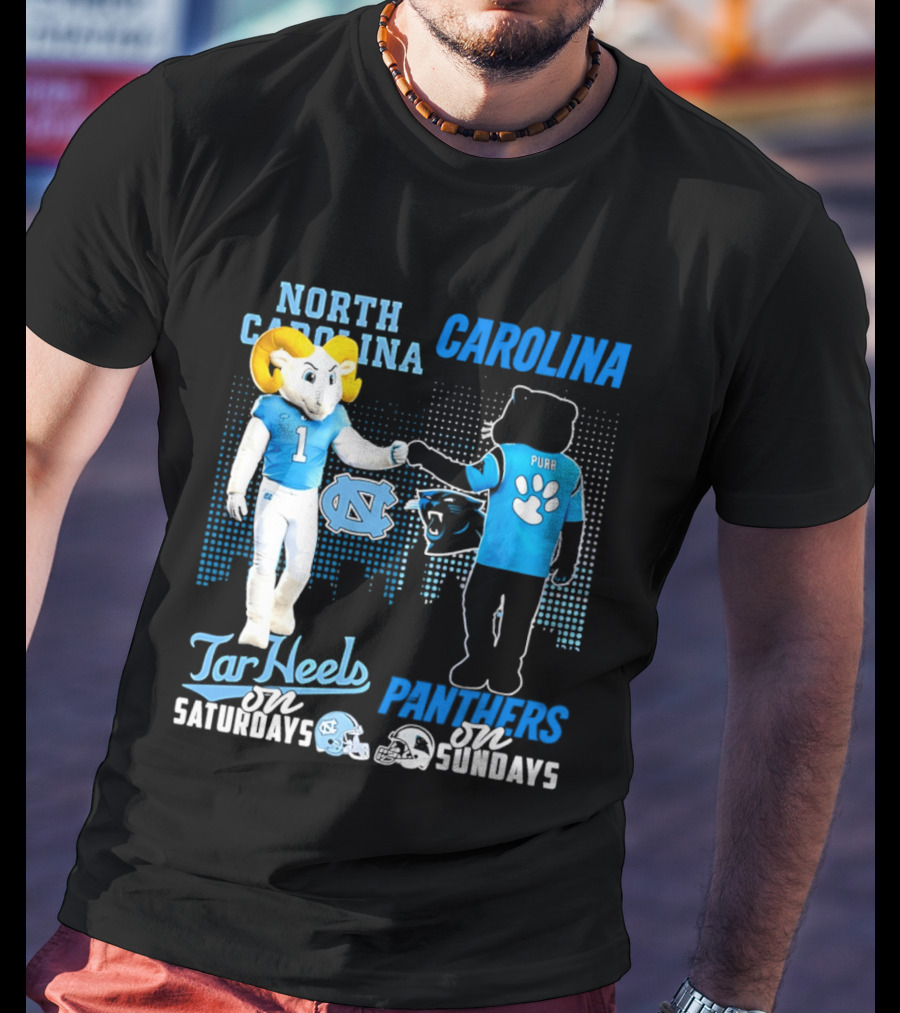 North Carolina Tar Heels Saturdays Carolina Panthers Sundays Skyline T-Shirt