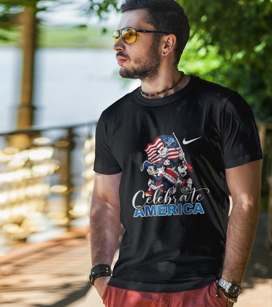Detroit Lions Mickey Mouse Celebrate America 250th Anniversary Nike T-Shirt