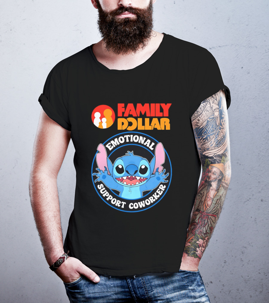 Family Dollar Emotional Support Coworker Stitch T-Shirt