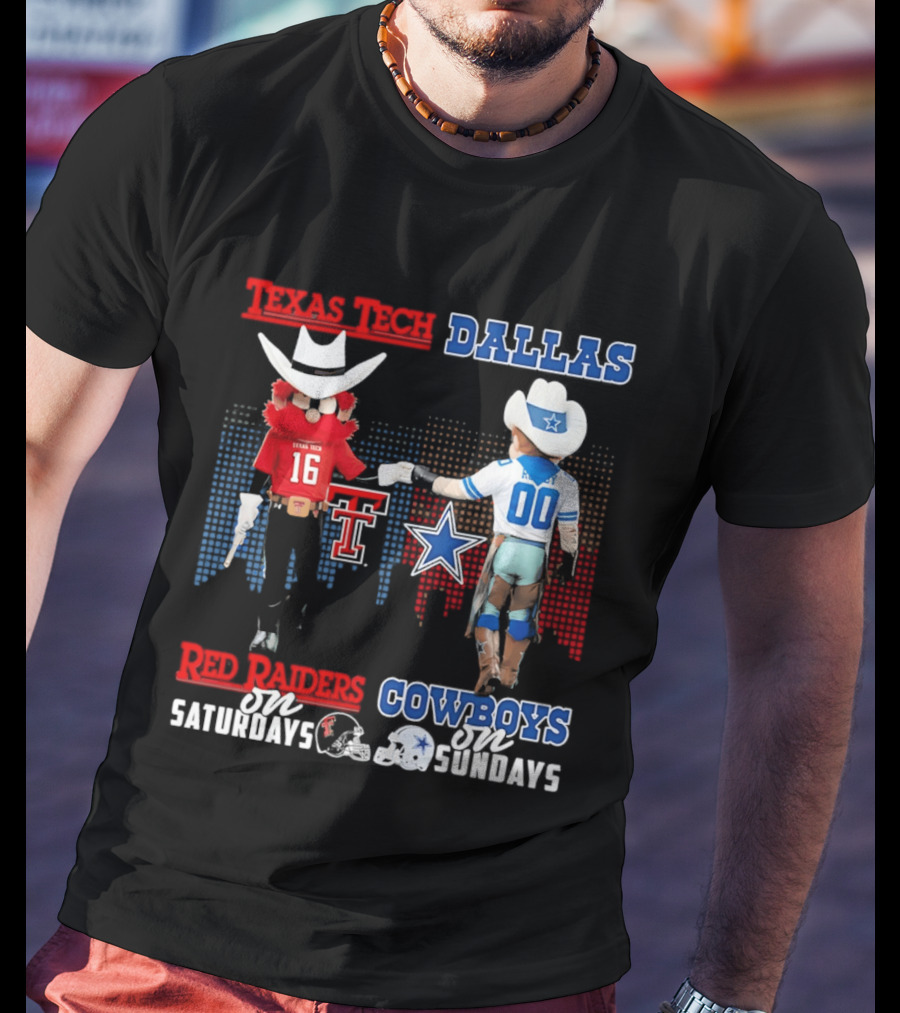 Texas Tech Red Raiders Saturdays Dallas Cowboys Sundays Skyline T-Shirt