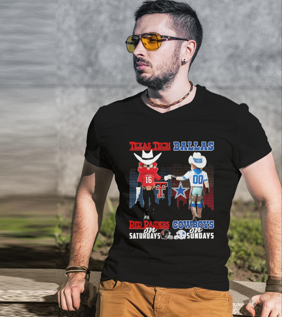 Texas Tech Red Raiders Saturdays Dallas Cowboys Sundays Skyline T-Shirt