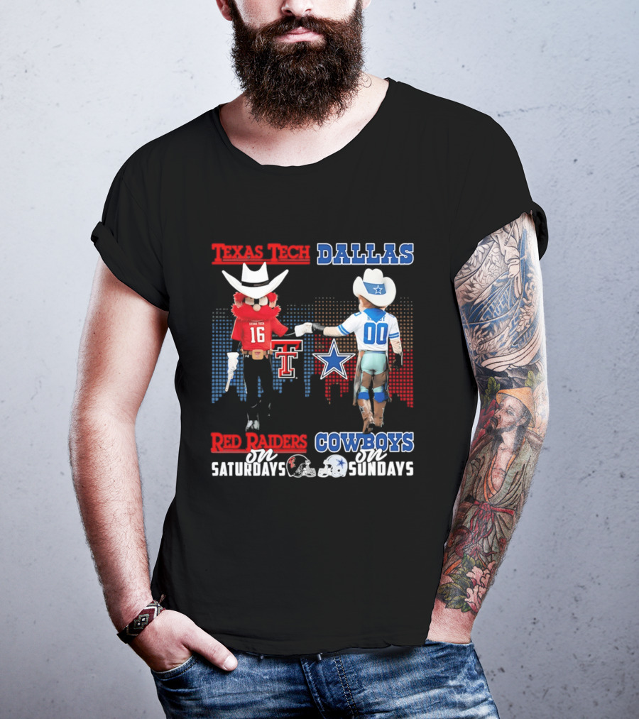 Texas Tech Red Raiders Saturdays Dallas Cowboys Sundays Skyline T-Shirt