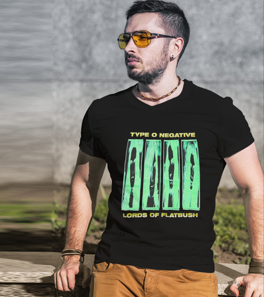 Type O Negative Lords Of Flatbush Distorted Woodgrain Faces T-Shirt
