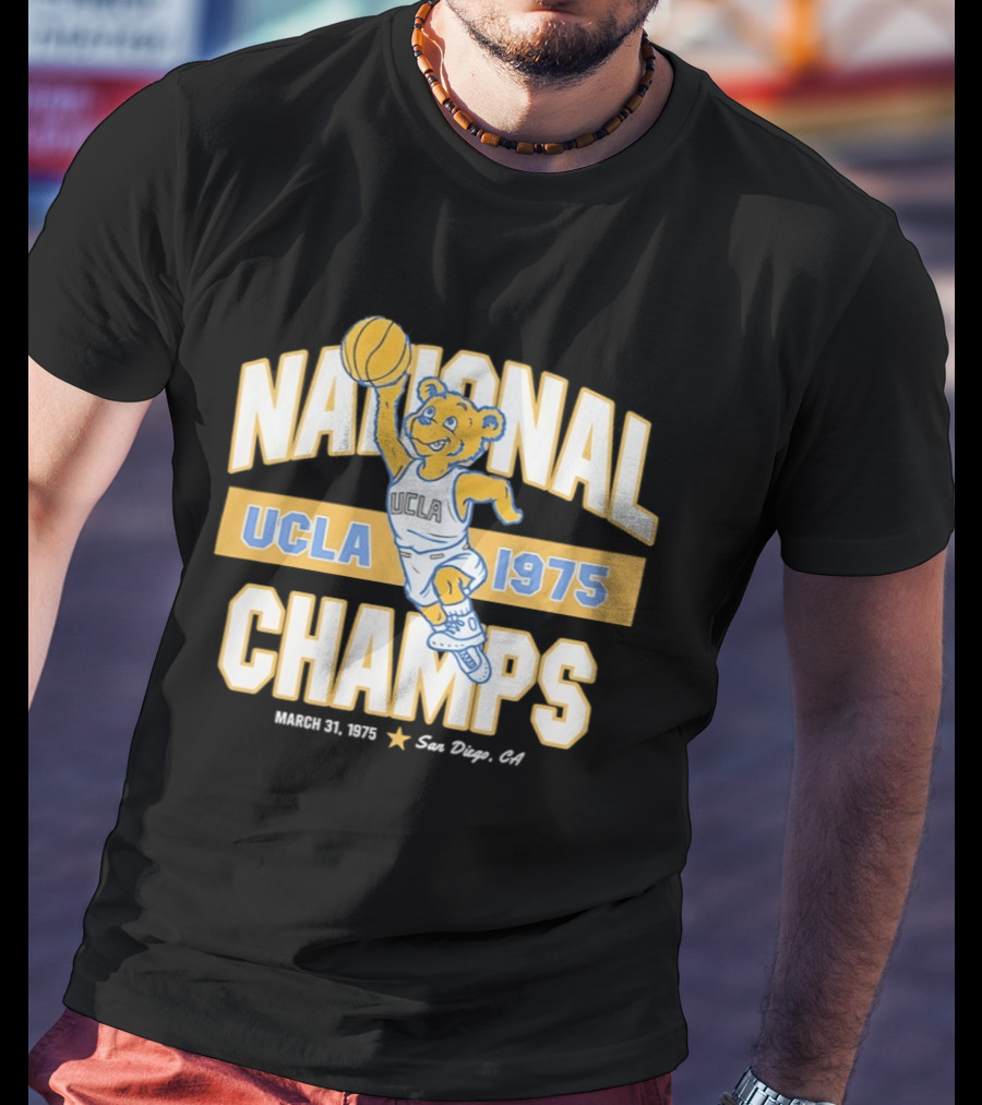UCLA Bruins National Champs 1975 March 31 San Diego Basketball Bear T-Shirt