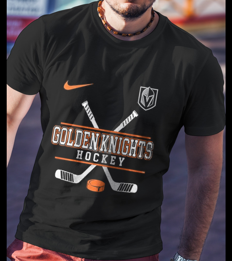 Nike Vegas Golden Knights Hockey Crossed Sticks T-Shirt