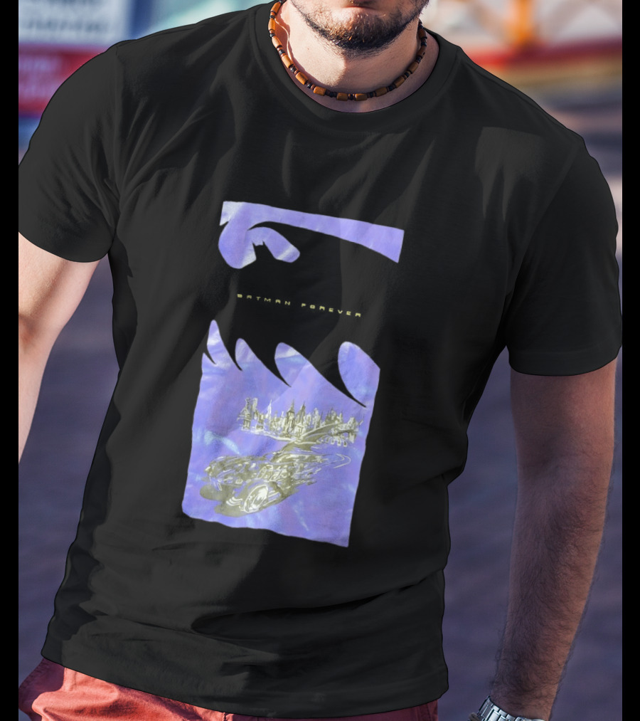 Photos Of A Batman Forever Gotham City Skyline Batmobile T-Shirt