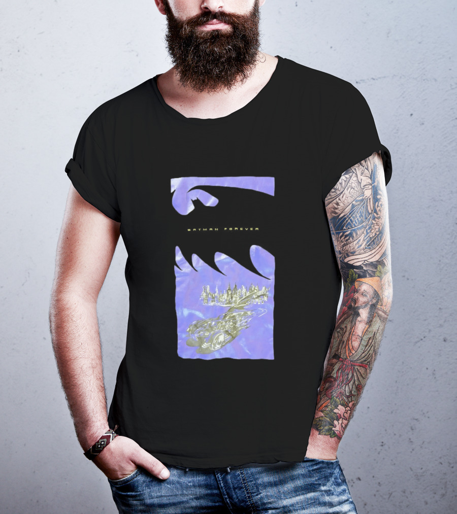 Photos Of A Batman Forever Gotham City Skyline Batmobile T-Shirt