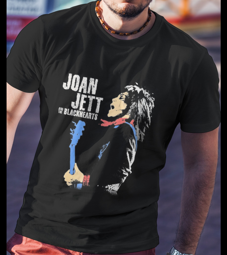 Joan Jett And The Blackhearts Vibrant Guitar Artwork Rock Fashion T-Shirt