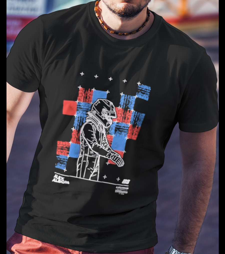 Rokit Williams Racing Reflo Alex Albon Racing Suit And Helmet Red Blue White T-Shirt